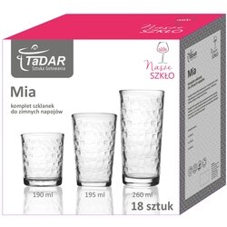 Komplet 18 szklanek Tadar Mia 190/195/290 ml