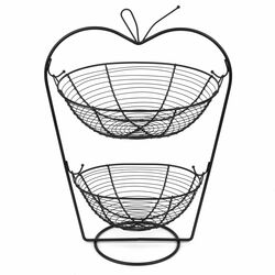 Koszyk na owoce dwupoziomowy Tadar Kołyska-Jabłko II czarny