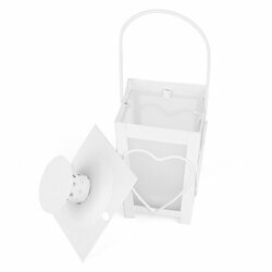 Lampion metalowy Tadar Heart 7,5 x 7,5 x 17 cm biały