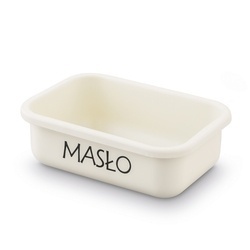 Maselniczka stalowa z pokrywką i nożykiem Tadar 15,5 x 10,5 x 6,5 cm kremowa