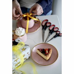 Talerz deserowy ze złotym rantem Konighoffer 19 cm różowy