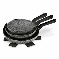 Zestaw trzech patelni granitowych Konighoffer Carne 20 cm 24 cm 28 cm i 3 podkładki