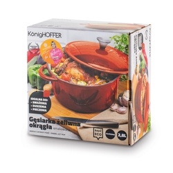 Gęsiarka żeliwna brytfanna emaliowana Konighoffer 2,8 l 21 x 10,5 cm okrągła czerwona