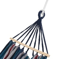 Hamak ogrodowy z 2 linami i torbą Tadar Paski Blue 200 x 150 cm niebieski