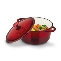 Komplet naczyń żeliwnych 5 elementów 2 garnki i patelnia Konighoffer czerwone