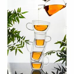 Komplet szklanki termiczne do kawy Tadar Sublime Slim 400 ml 6 szt. i łyżeczki koktajlowe 6 szt.