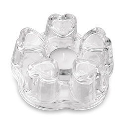 Podgrzewacz szklany do dzbanka na tealight Tadar Serduszka 14,2 x 5,3 cm