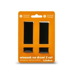 Wieszak na drzwi metalowy Tadar 8 x 2,5 cm czarny 2 sztuki