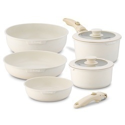 Zestaw garnków Starke Pro Compacti Cream 9 elementów odpinany uchwyt