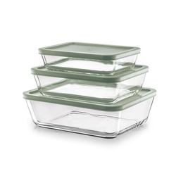 Komplet 3 szklanych borokrzemowych pojemników na żywność Konighoffer Auro 750 ml 1400 ml 2400 ml