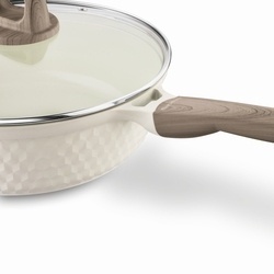 Patelnia z powłoką ceramiczną na indukcję Konighoffer Rosti z pokrywką 28 cm kremowa