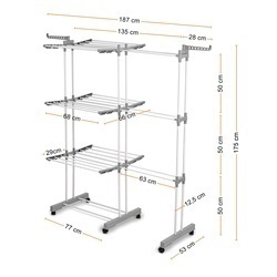 Suszarka na pranie pionowa Konighoffer Ultra 135 x 66 x 173 cm biała