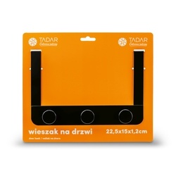 Wieszak na drzwi metalowy Tadar 22,8 x 15 cm czarny 3 haczyki