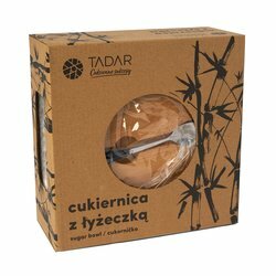 Cukiernica ceramiczna z bambusową pokrywką i łyżeczką Tadar 400 ml czarna