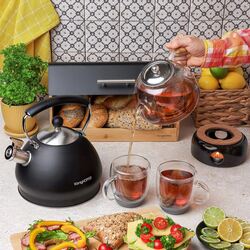 Dzbanek do herbaty borokrzemowy z podgrzewaczem białym Tadar Carina 1,2 l