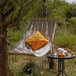 Hamak ogrodowy z 2 linami i torbą Tadar Boho 200 x 100 cm szary