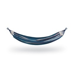 Hamak ogrodowy z 2 linami i torbą Tadar Paski Blue 200 x 150 cm niebieski