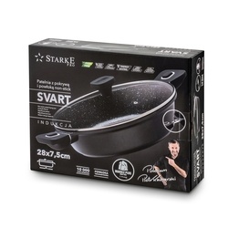 Patelnia marmurowa na indukcję krótkie uchwyty Starke Pro Svart Marble 28 cm
