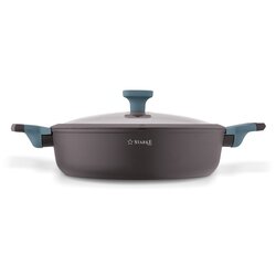 Patelnia na indukcję marmurowa z pokrywką Starke Pro Luxury Grey 28 cm krótkie uchwyty