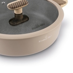 Patelnia na indukcję non stick krótkie uchwyty z pokrywką Starke Pro Light Coffee 28 cm