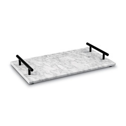 Deska do serwowania przekąsek marmurowa z uchwytami Starke Pro 35 x 20 cm biała