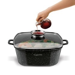 Garnek ceramiczny Konighoffer Kingstone 24 cm kwadratowy z aromatyzerem i 2 nakładki