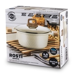 Garnek z powłoką ceramiczną na indukcję Konighoffer Rosti 24 cm 4,7 l kremowy