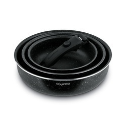 Komplet patelni głębokich z odpinaną rączką Konighoffer Spinel Black 20 / 24 / 28 cm indukcja