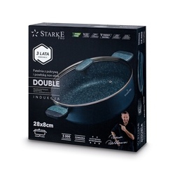 Patelnia na indukcję non stick krótkie uchwyty z pokrywką Starke Pro Double 28 cm