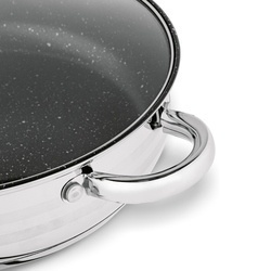 Patelnia na indukcję non-stick ze stali nierdzewnej krótkie uchwyty Konighoffer Bari Silver 28 cm