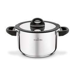 Zestaw garnków nierdzewnych z pokrywkami Starke Pro Sante 8 elementów i komplet 6 szklanek Sue 400 ml z podkładkami