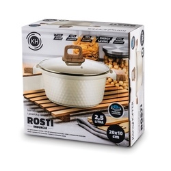 Garnek z powłoką ceramiczną na indukcję Konighoffer Rosti 20 cm 2,5 l kremowy