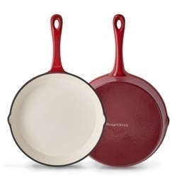 Komplet naczyń żeliwnych 5 elementów 2 garnki i patelnia Konighoffer czerwone