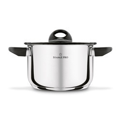 Zestaw garnków nierdzewnych z pokrywkami Starke Pro Sante 8 elementów i komplet 6 szklanek Sue 400 ml z podkładkami