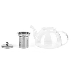 Dzbanek do herbaty borokrzemowy z podgrzewaczem białym Tadar Carina 1,2 l