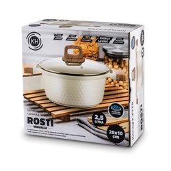 Garnek z powłoką ceramiczną na indukcję Konighoffer Rosti 20 cm 2,5 l kremowy