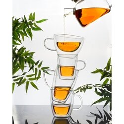 Komplet szklanki termiczne do kawy Tadar Sublime U-Type 300 ml 6 szt. i łyżeczki Amazon 6 szt.
