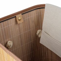 Kosz pojemnik na pranie bambusowy Tadar 52 x 32 x 63 cm z pokrywą