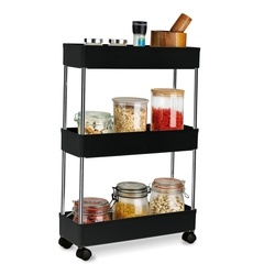 Regał na kółkach uniwersalny 3 poziomy Tadar 41 x 14 x 64 cm czarny