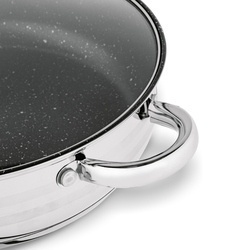 Patelnia na indukcję non-stick ze stali nierdzewnej krótkie uchwyty Konighoffer Bari Silver 28 cm