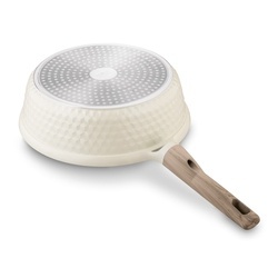 Patelnia z powłoką ceramiczną na indukcję Konighoffer Rosti z pokrywką 28 cm kremowa