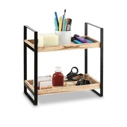Półki drewniane stojące na stalowym stelażu Tadar 2-poziomy 34 x 18 x 34 cm