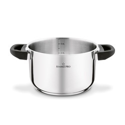 Zestaw garnków nierdzewnych z pokrywkami Starke Pro Sante 8 elementów i komplet 6 szklanek Sue 400 ml z podkładkami